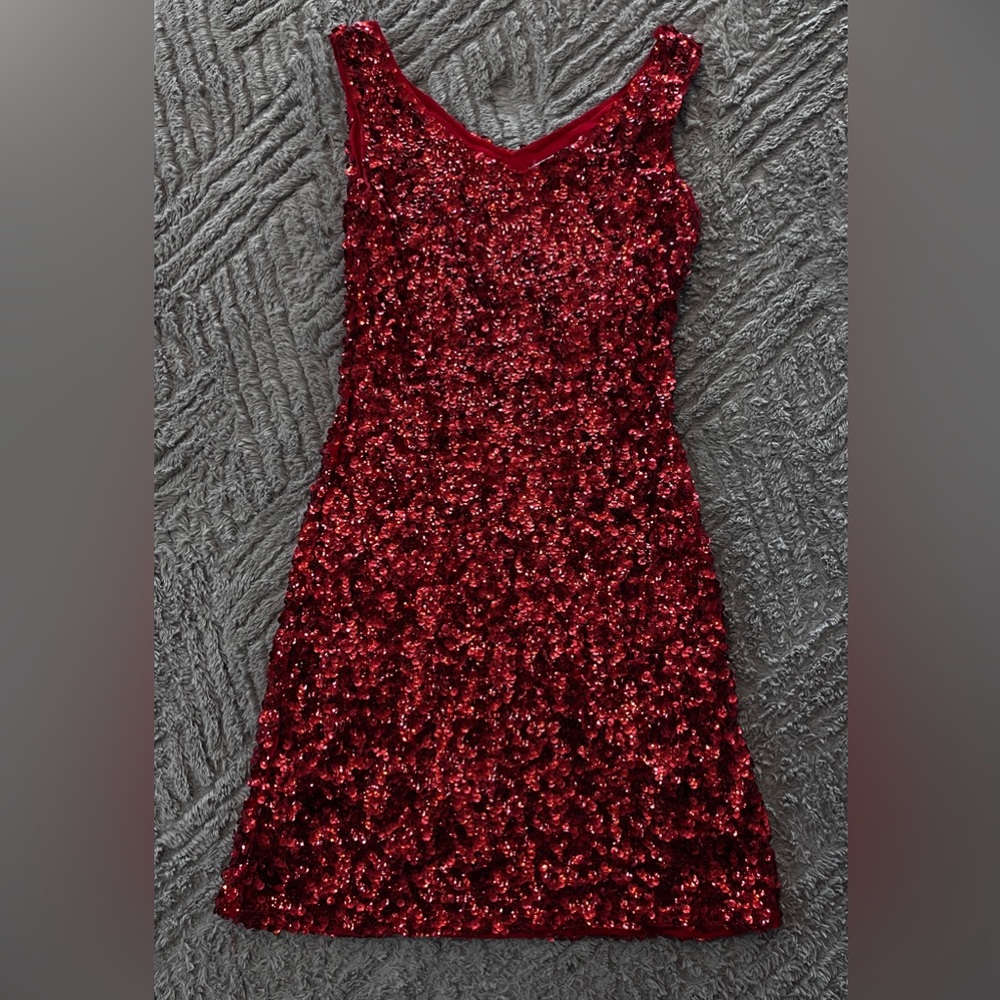 Tea n Rose Sparkling Red Mini Dress